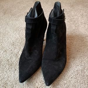 Black suede heeled booties